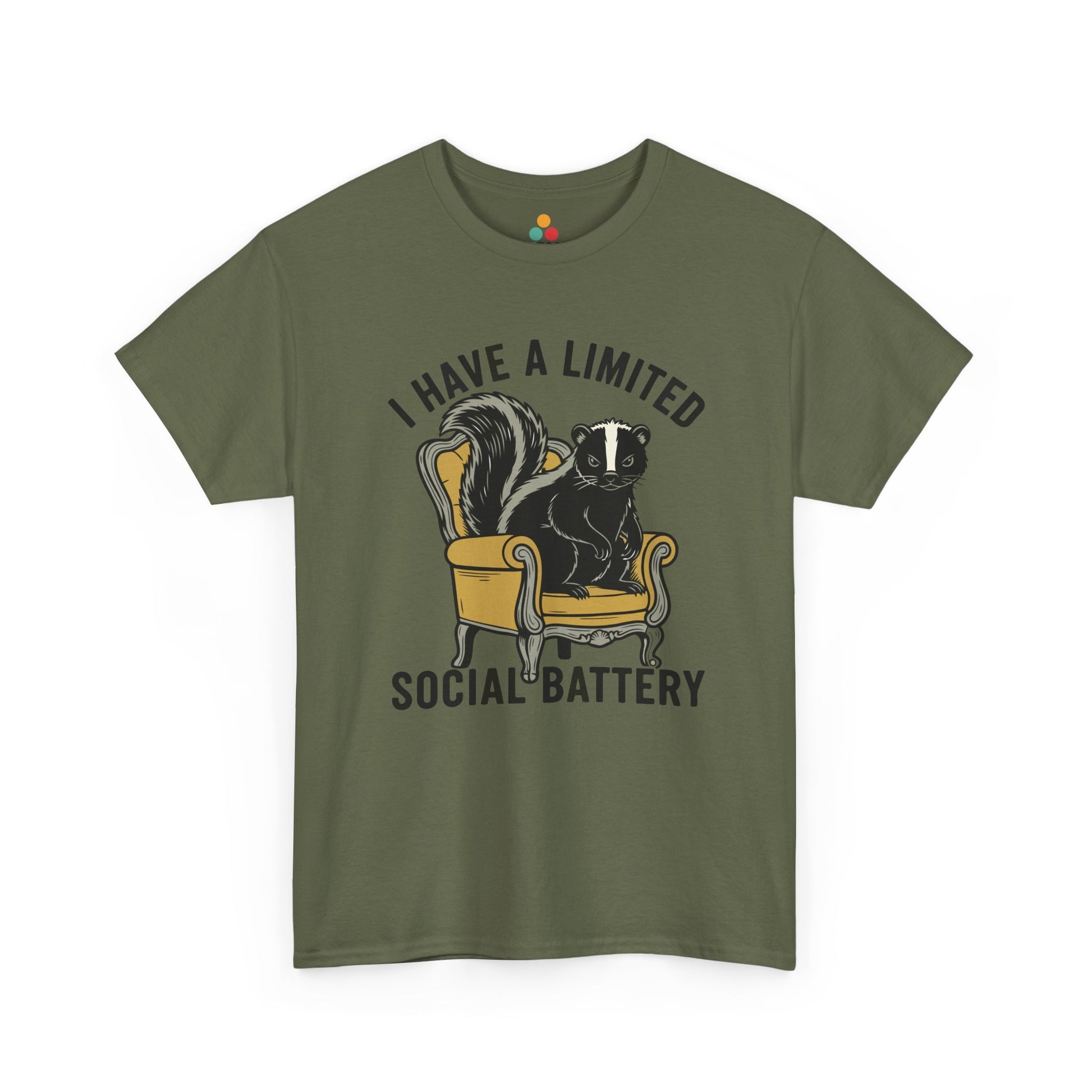 Skunk Social Battery Graphic T-Shirt - "I Have a Limited Social Battery" Funny Introvert Tee | TEEZOCA 