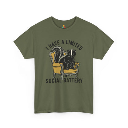 Skunk Social Battery Graphic T-Shirt - "I Have a Limited Social Battery" Funny Introvert Tee | TEEZOCA 