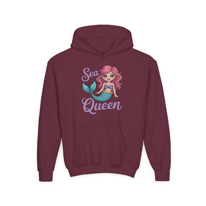 Sea Queen Youth Hoodie — Cute Pink Mermaid Pullover for Girls TEEZOCA
