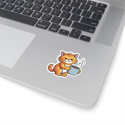 TEEZOCA sarcastic cat coffee sticker sleepy morning mood