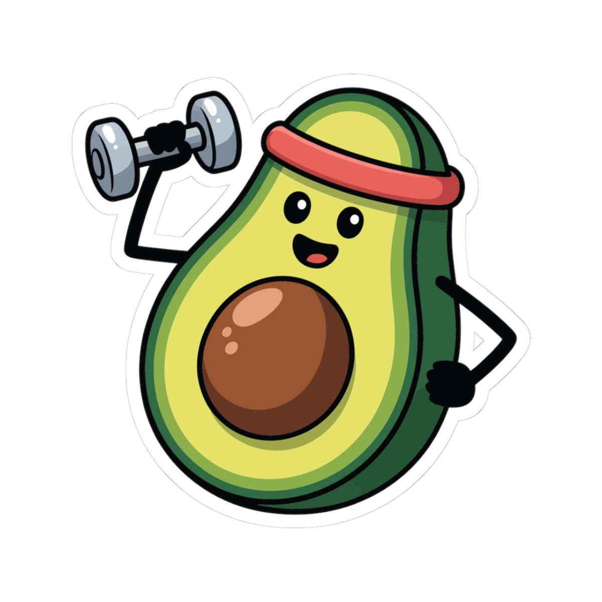 TEEZOCA avocado workout sticker kawaii avocado lifting dumbbell