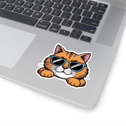 TEEZOCA funny cool cat face sticker