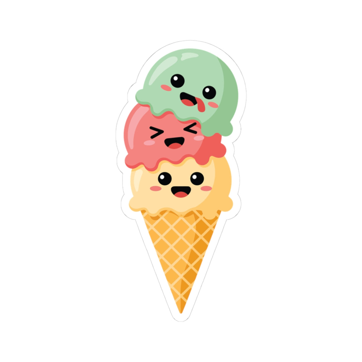 TEEZOCA cute ice cream sticker kawaii triple scoop dessert
