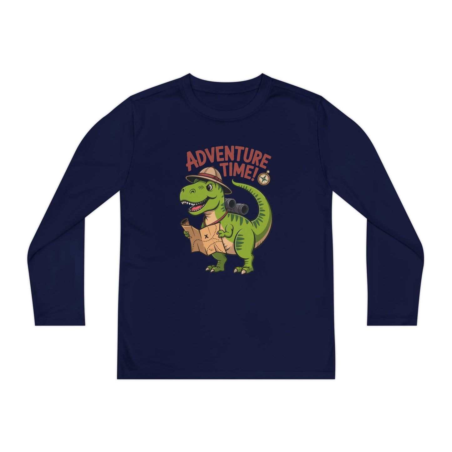 Adventure Time Kids Long Sleeve Tee — Explorer T-Rex Map Shirt TEEZOCA