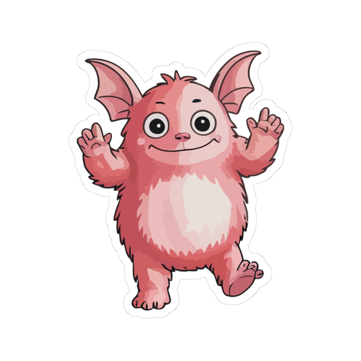 TEEZOCA cute pink monster sticker waving