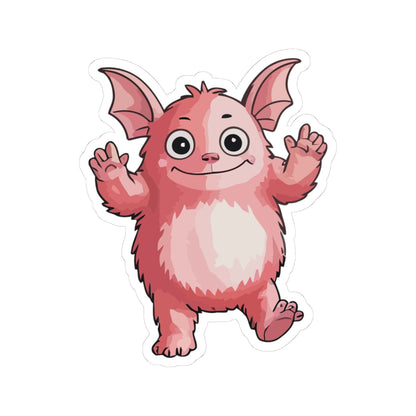TEEZOCA cute pink monster sticker waving