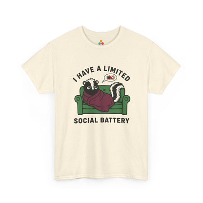 Skunk Social Battery Graphic T-Shirt - "I Have a Limited Social Battery" Funny Introvert Tee | TEEZOCA 