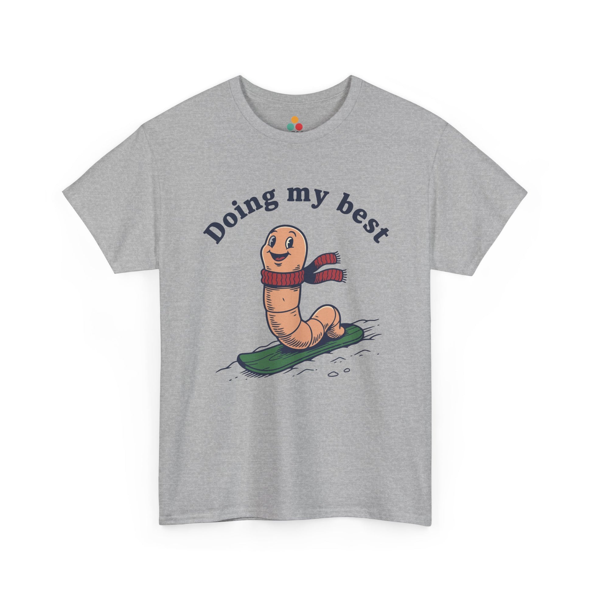 Funny Worm Snowboarding T-Shirt - "Doing My Best" Cute Winter Graphic Tee | TEEZOCA 