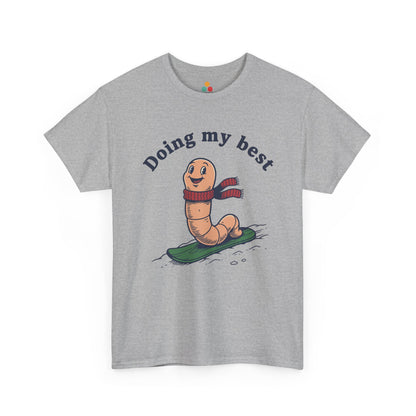 Funny Worm Snowboarding T-Shirt - "Doing My Best" Cute Winter Graphic Tee | TEEZOCA 