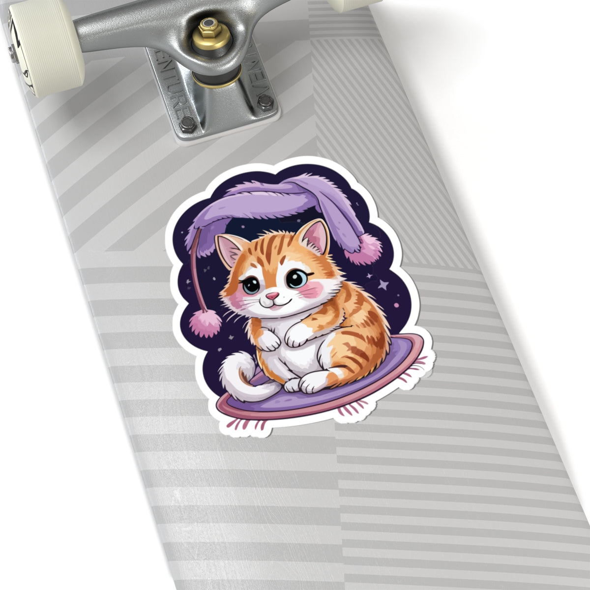 TEEZOCA cute sleeping cat sticker with cozy night hat and soft cushion