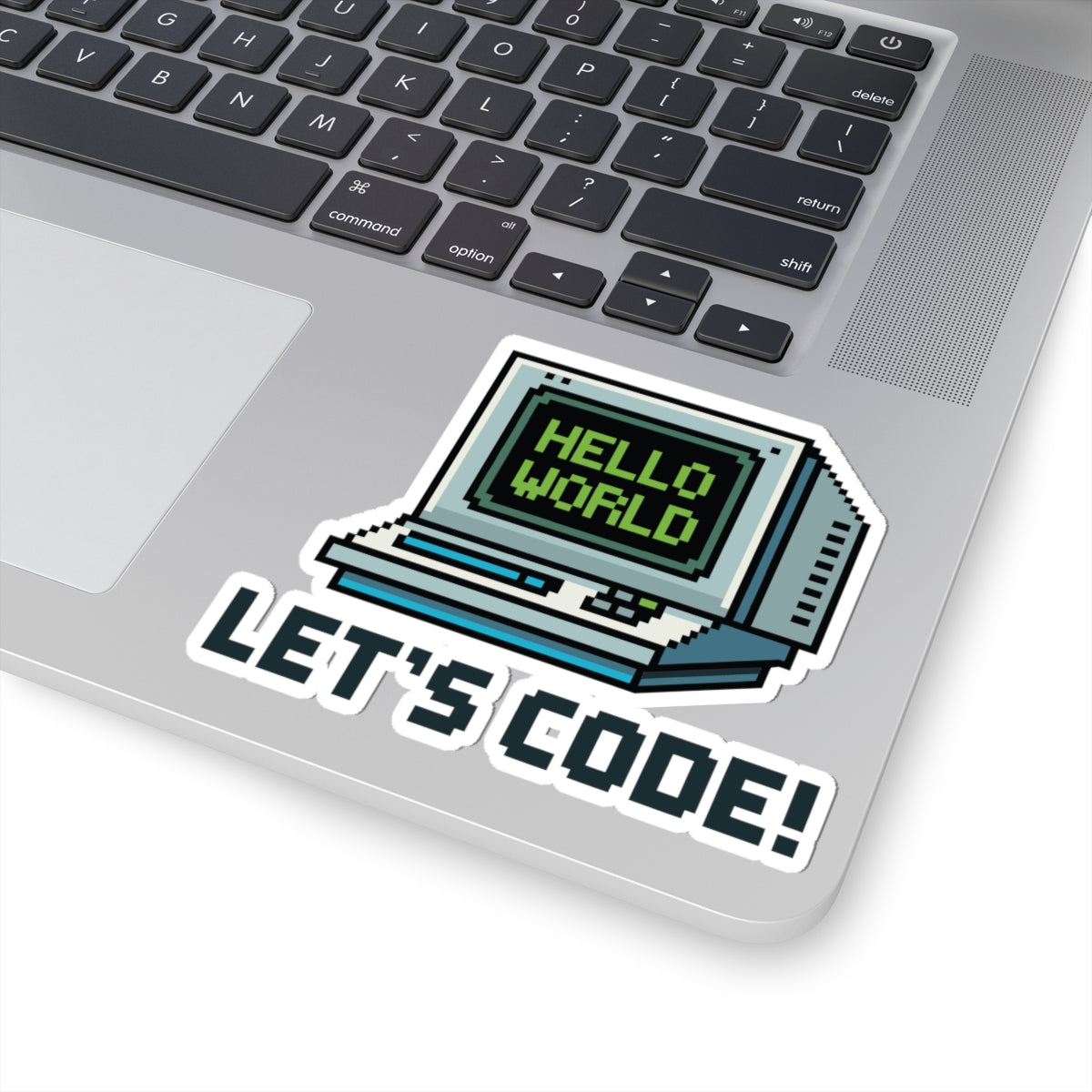 TEEZOCA hello world sticker retro computer pixel art lets code design