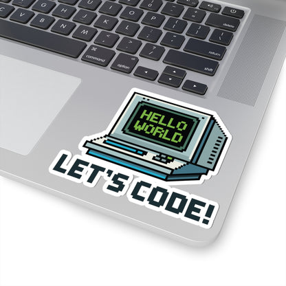 TEEZOCA hello world sticker retro computer pixel art lets code design