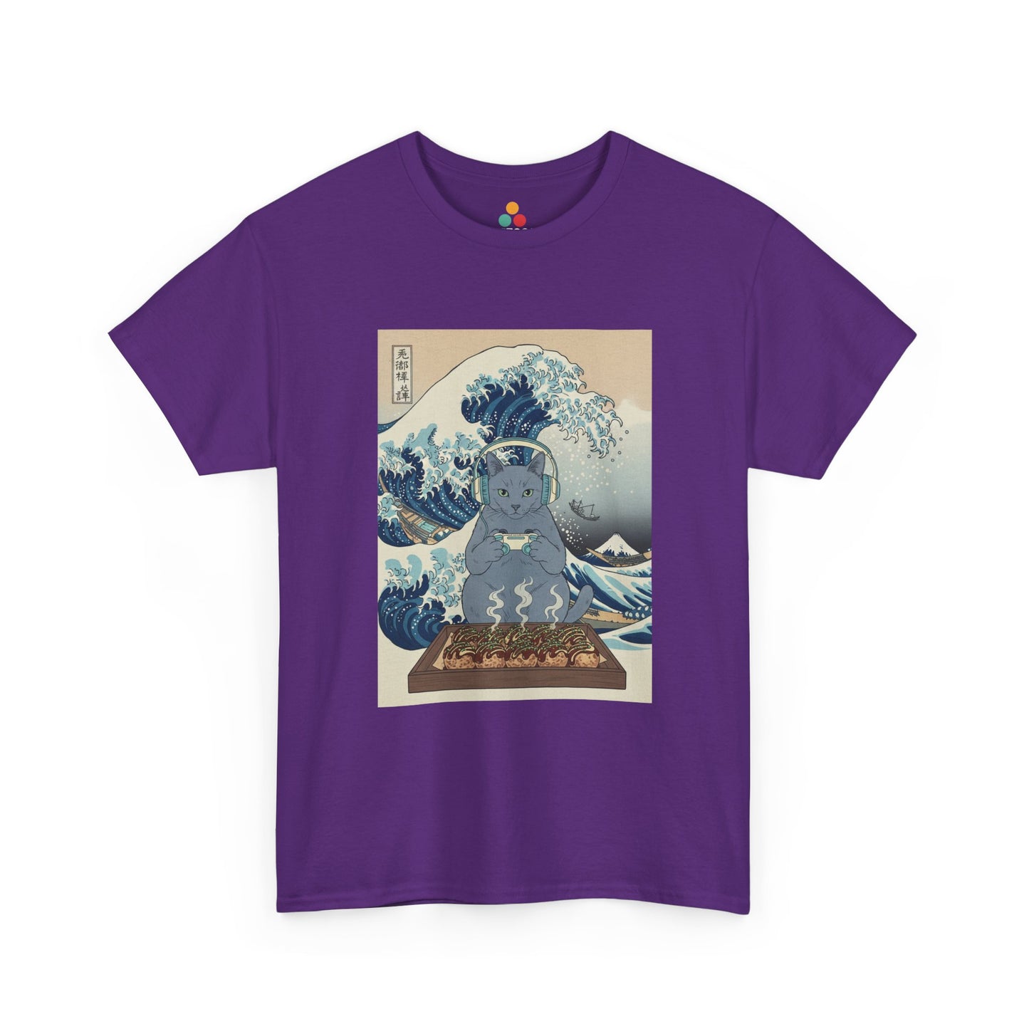 Ukiyo-e Cat Gaming Tee — Japanese Wave Vintage Poster T-Shirt | TEEZOCA 