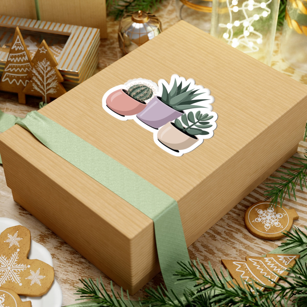 TEEZOCA botanical decor sticker with modern potted plants design