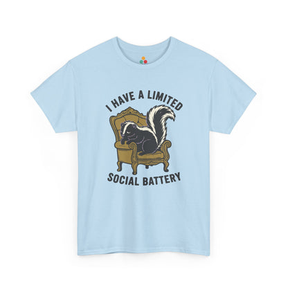 Skunk Social Battery Graphic T-Shirt - "I Have a Limited Social Battery" Funny Introvert Tee | TEEZOCA 