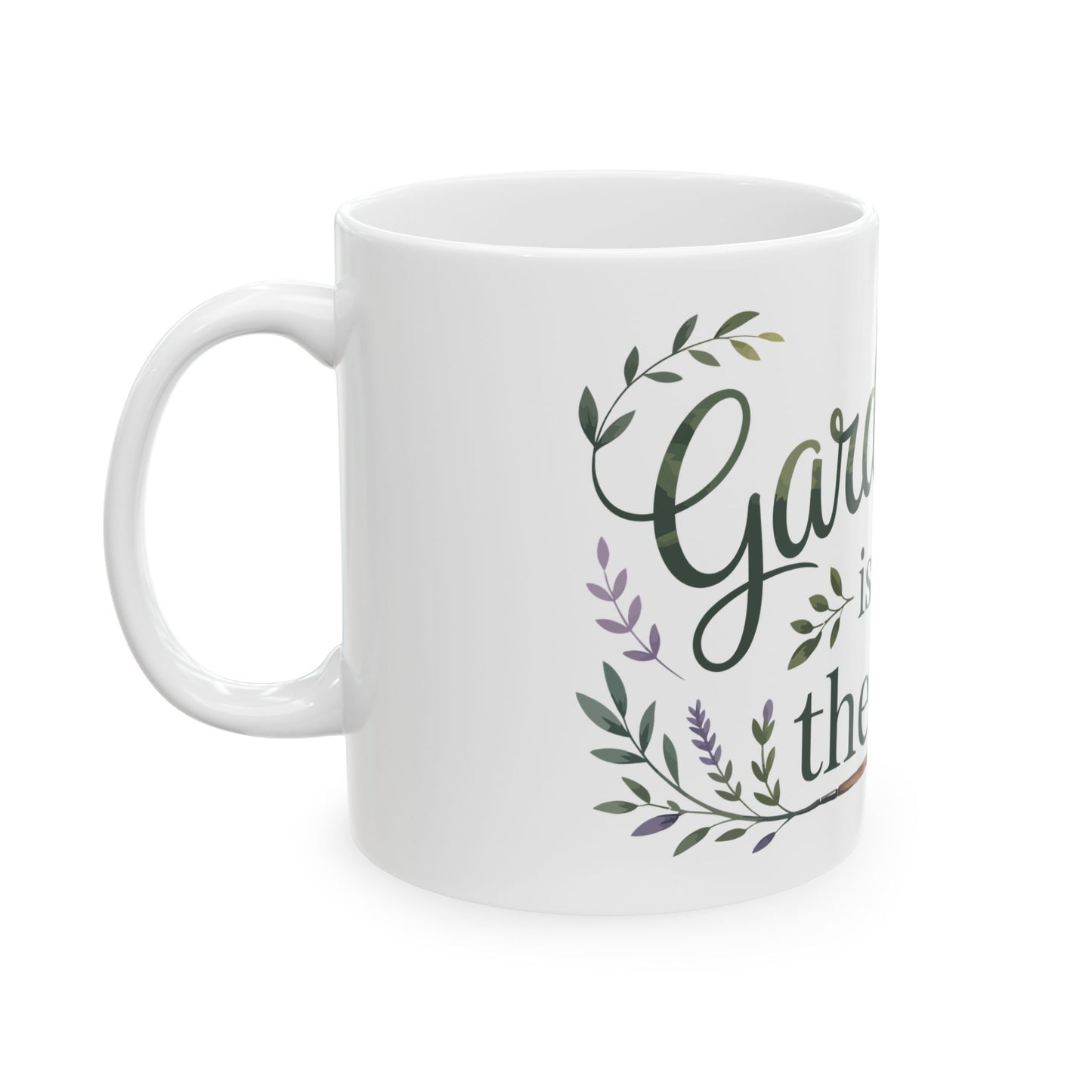 TEEZOCA coffee mug with Gardening Is My Therapy nature-inspired floral artwork