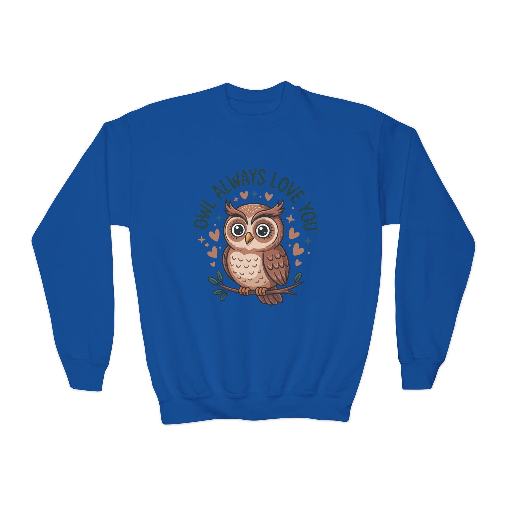 Youth Sweatshirt — "Owl Always Love You" Cute Owl Graphic Crewneck TEEZOCA