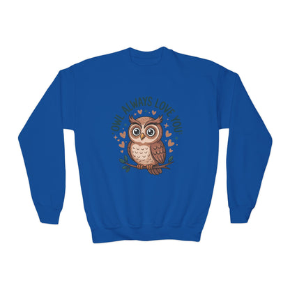 Youth Sweatshirt — "Owl Always Love You" Cute Owl Graphic Crewneck TEEZOCA