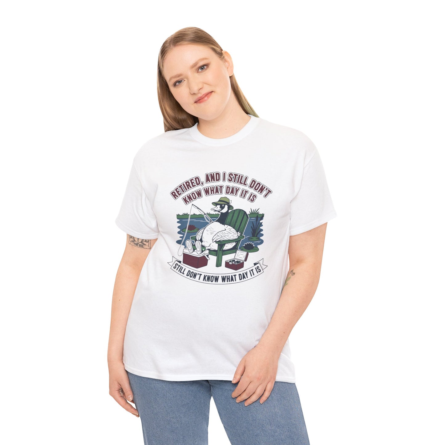 Retired Goose Fishing T‑Shirt – "Retired & Still Don't Know What Day It Is" Funny Retirement Tee | TEEZOCA 