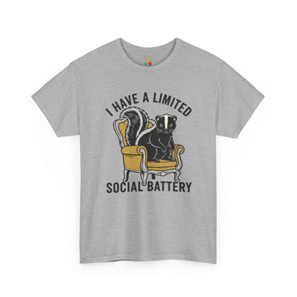 Skunk Social Battery Graphic T-Shirt - "I Have a Limited Social Battery" Funny Introvert Tee | TEEZOCA 