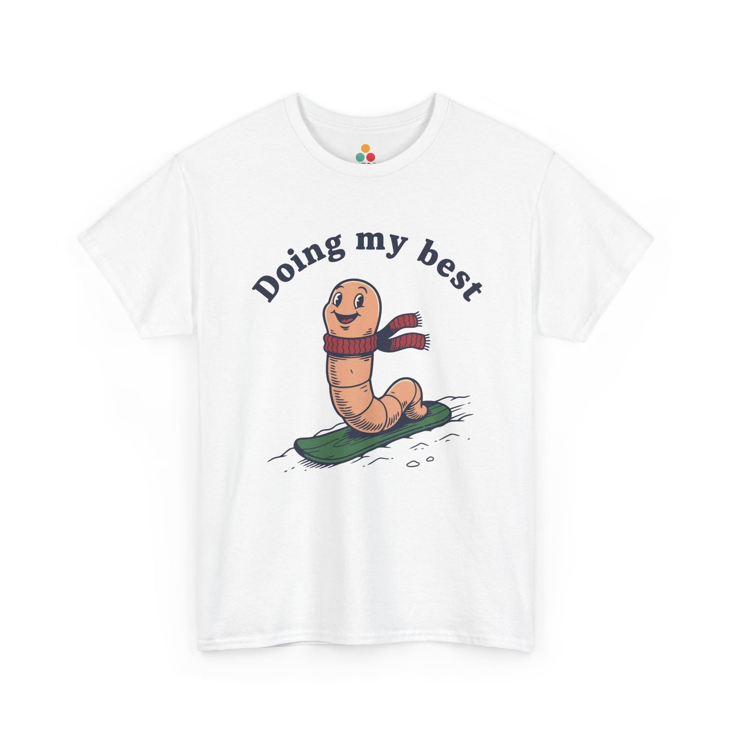Funny Worm Snowboarding T-Shirt - "Doing My Best" Cute Winter Graphic Tee | TEEZOCA 