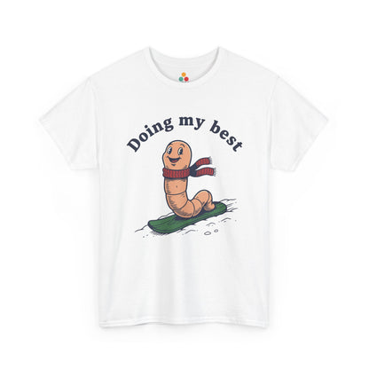 Funny Worm Snowboarding T-Shirt - "Doing My Best" Cute Winter Graphic Tee | TEEZOCA 