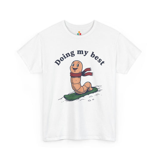 Funny Worm Snowboarding T-Shirt - "Doing My Best" Cute Winter Graphic Tee | TEEZOCA 