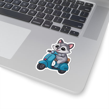 TEEZOCA cute husky riding scooter sticker