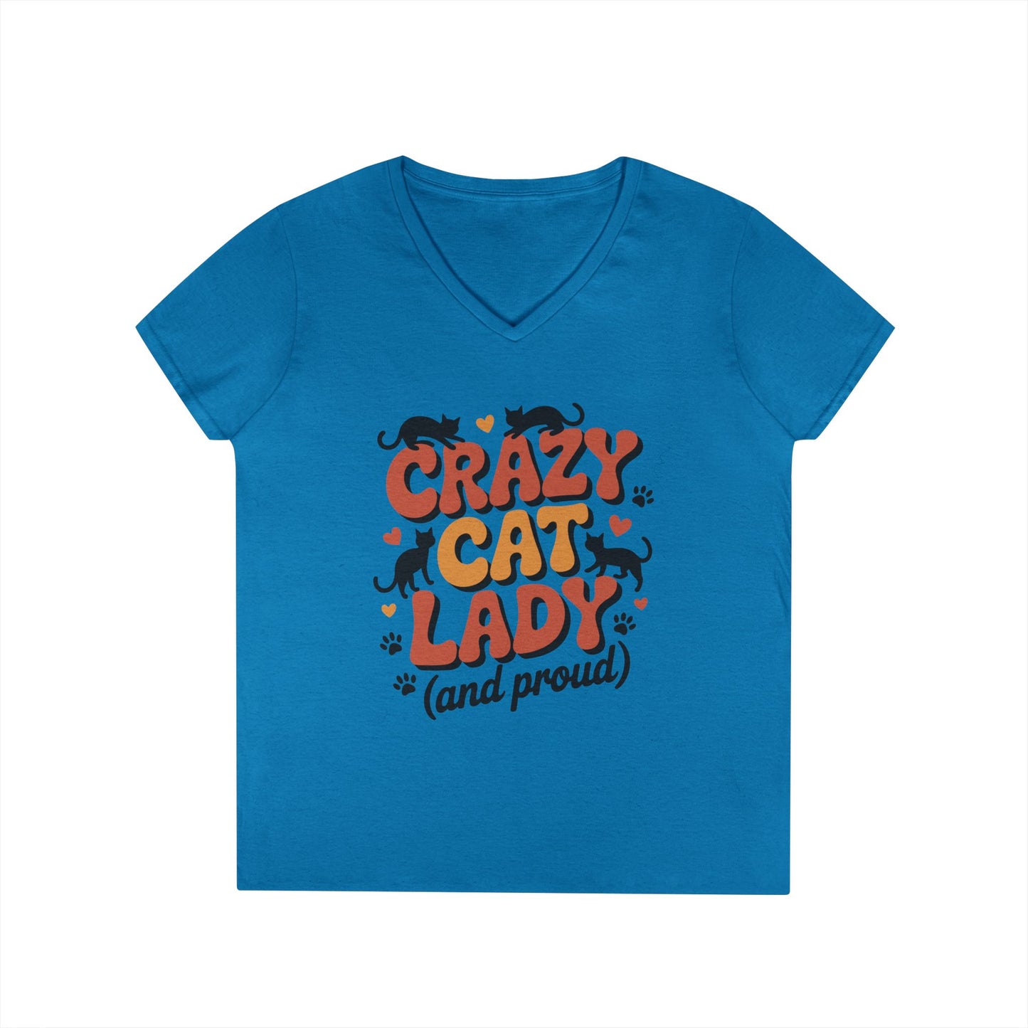 Crazy Cat Lady Cute Cat Lover Statement V-Neck T-Shirt for Women | TEEZOCA 