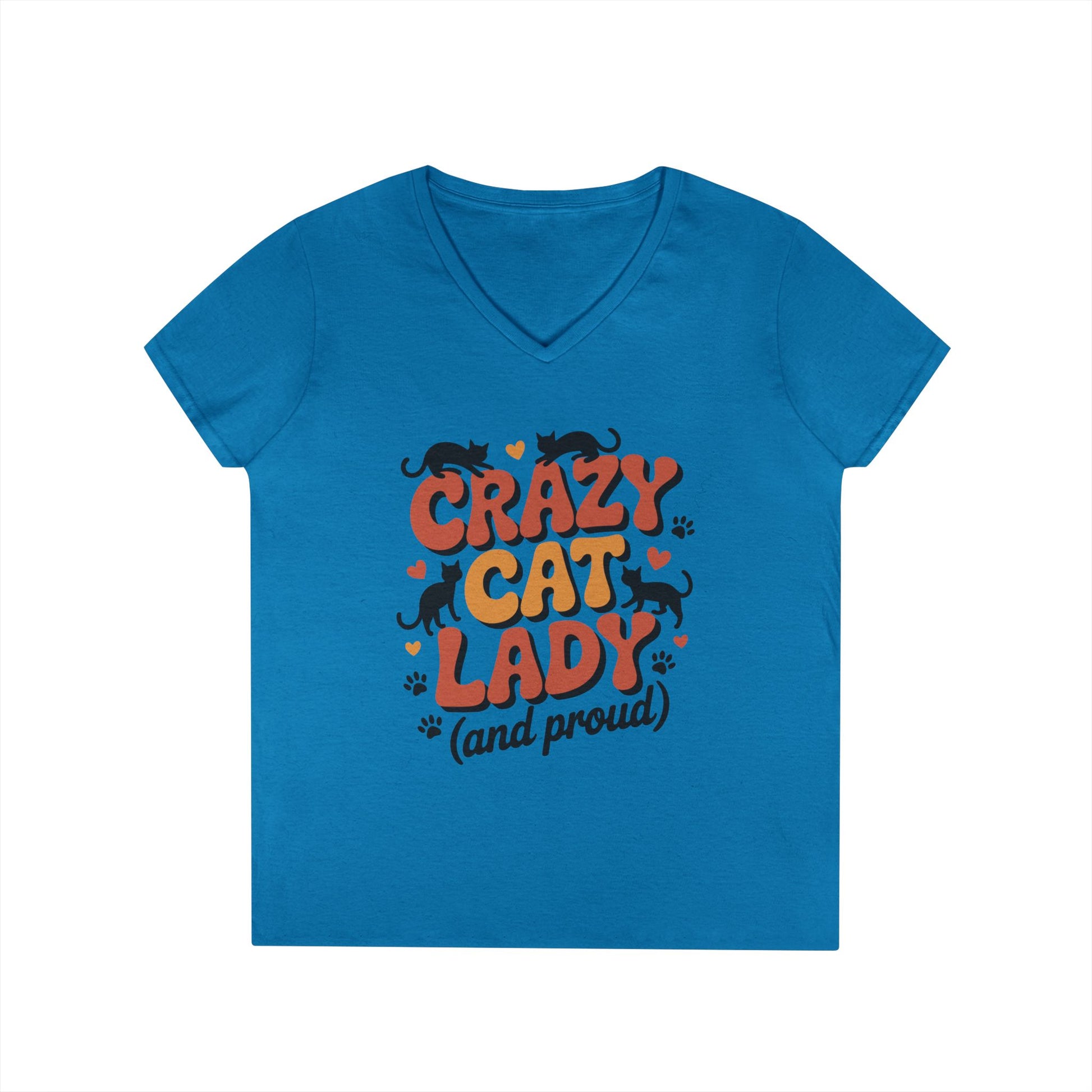 Crazy Cat Lady Cute Cat Lover Statement V-Neck T-Shirt for Women | TEEZOCA 