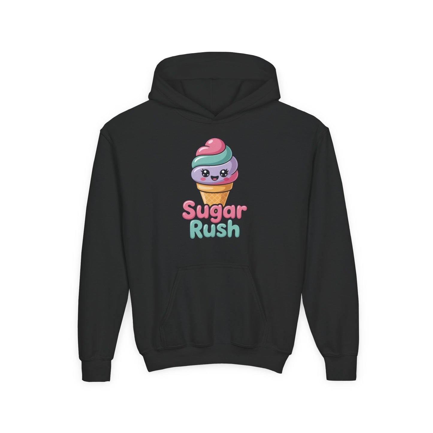Sugar Rush Kids Hoodie — Cute Ice Cream Graphic Youth Sweatshirt TEEZOCA