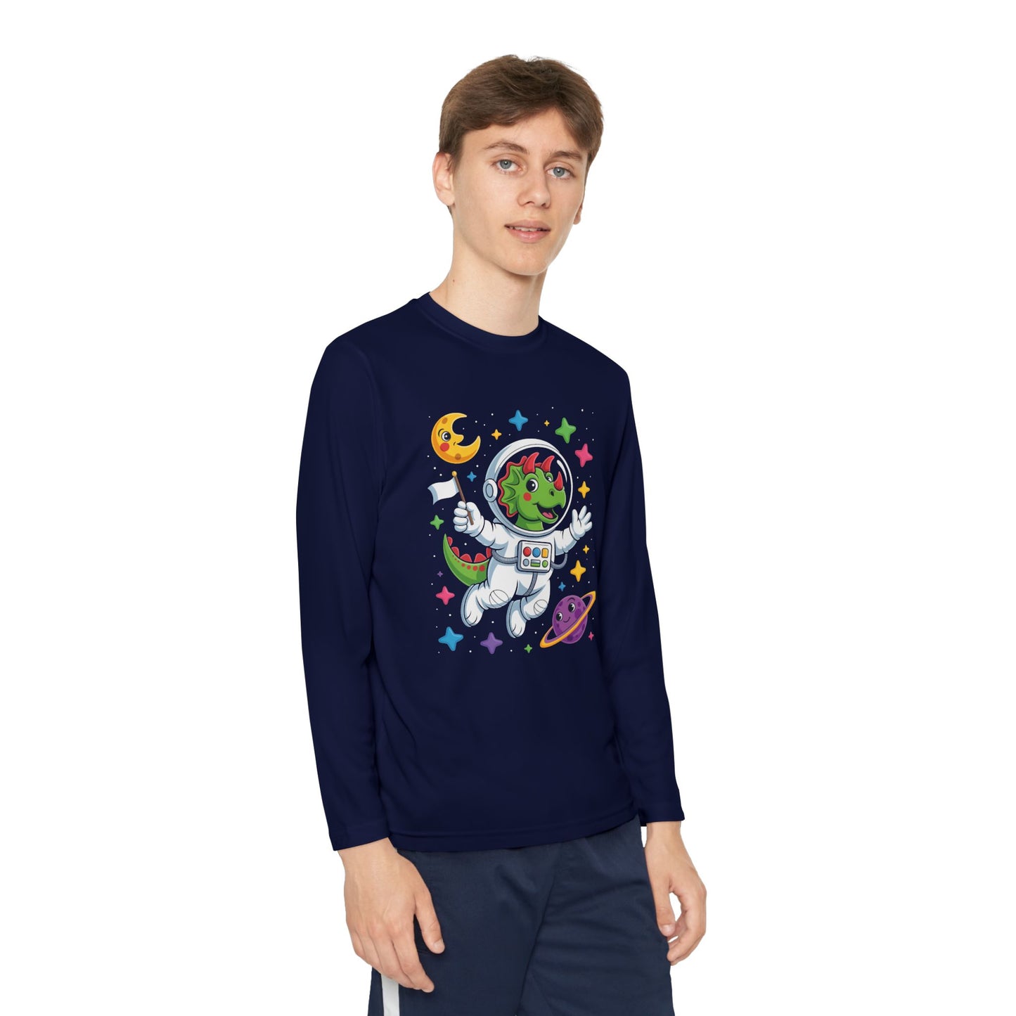 Astronaut Dinosaur Kids Long Sleeve T-Shirt TEEZOCA