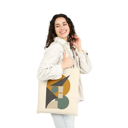 Geometric contemporary artwork displayed on a stylish TEEZOCA tote bag