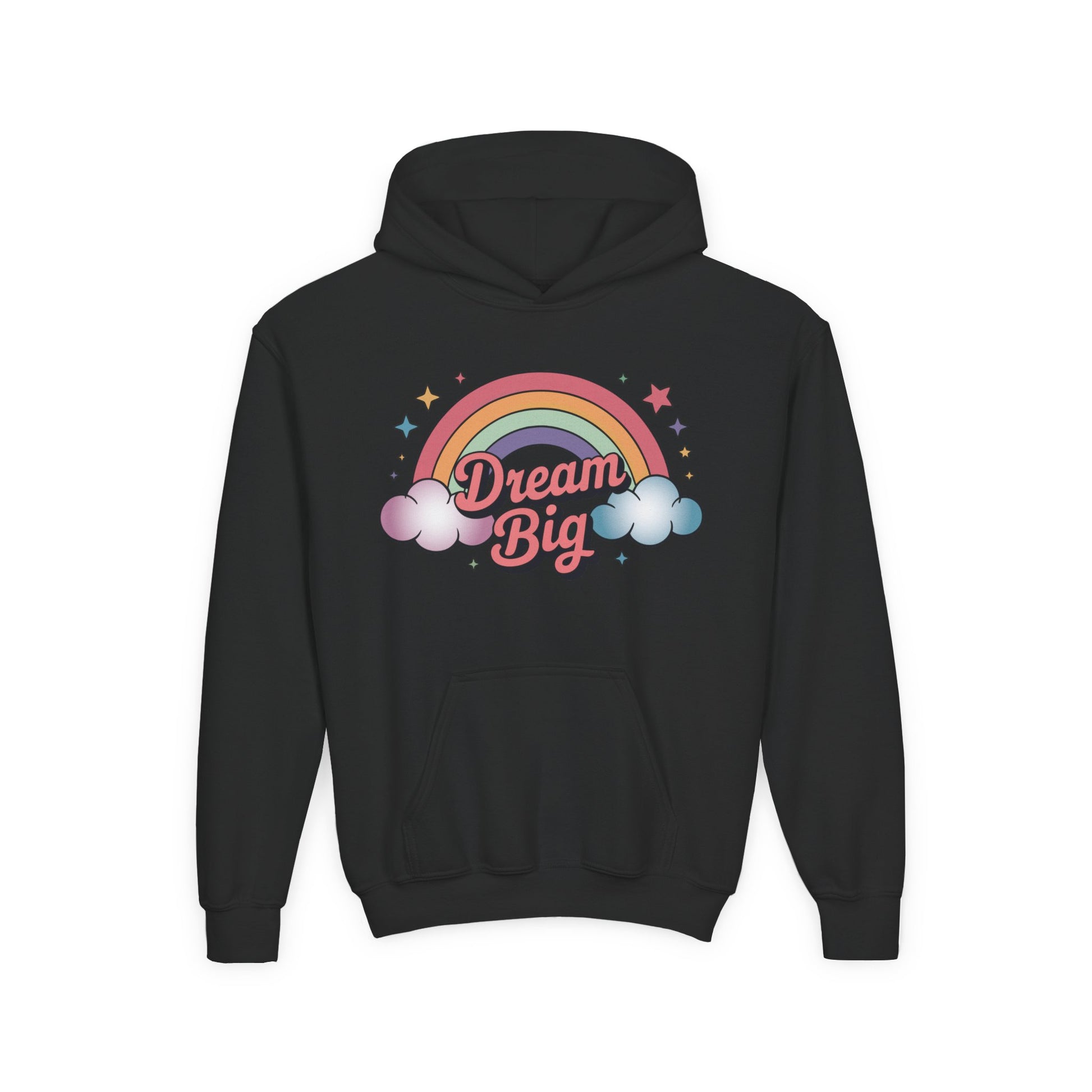 Youth Hoodie — 'Dream Big' Rainbow Graphic Kids Pullover TEEZOCA