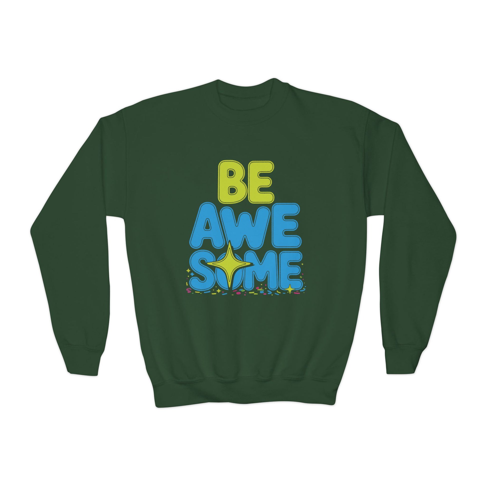 Be Awesome Youth Crewneck Sweatshirt — Positive Kids Graphic Pullover TEEZOCA