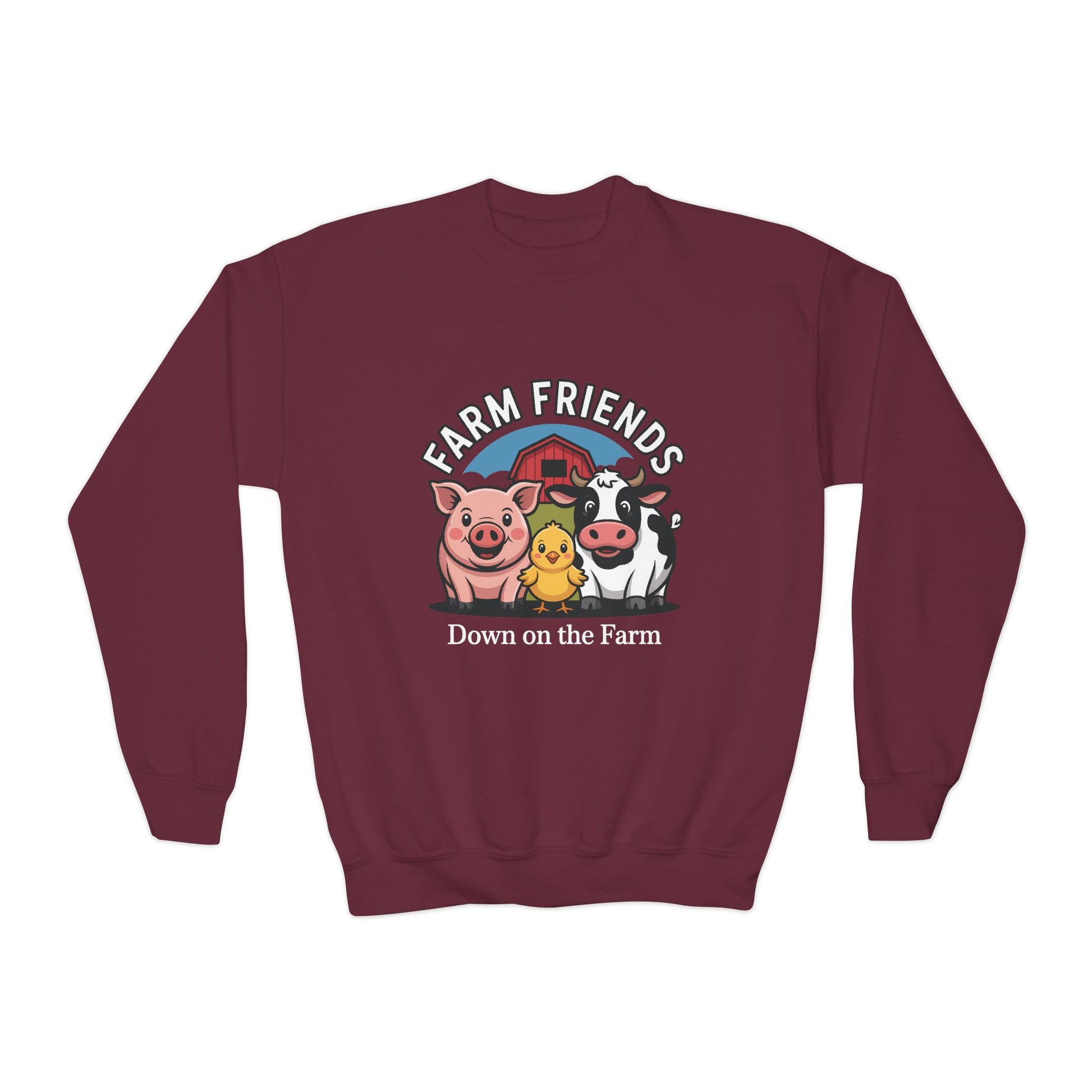 Farm Friends Youth Crewneck Sweatshirt — "Down on the Farm" Kids Pullover TEEZOCA