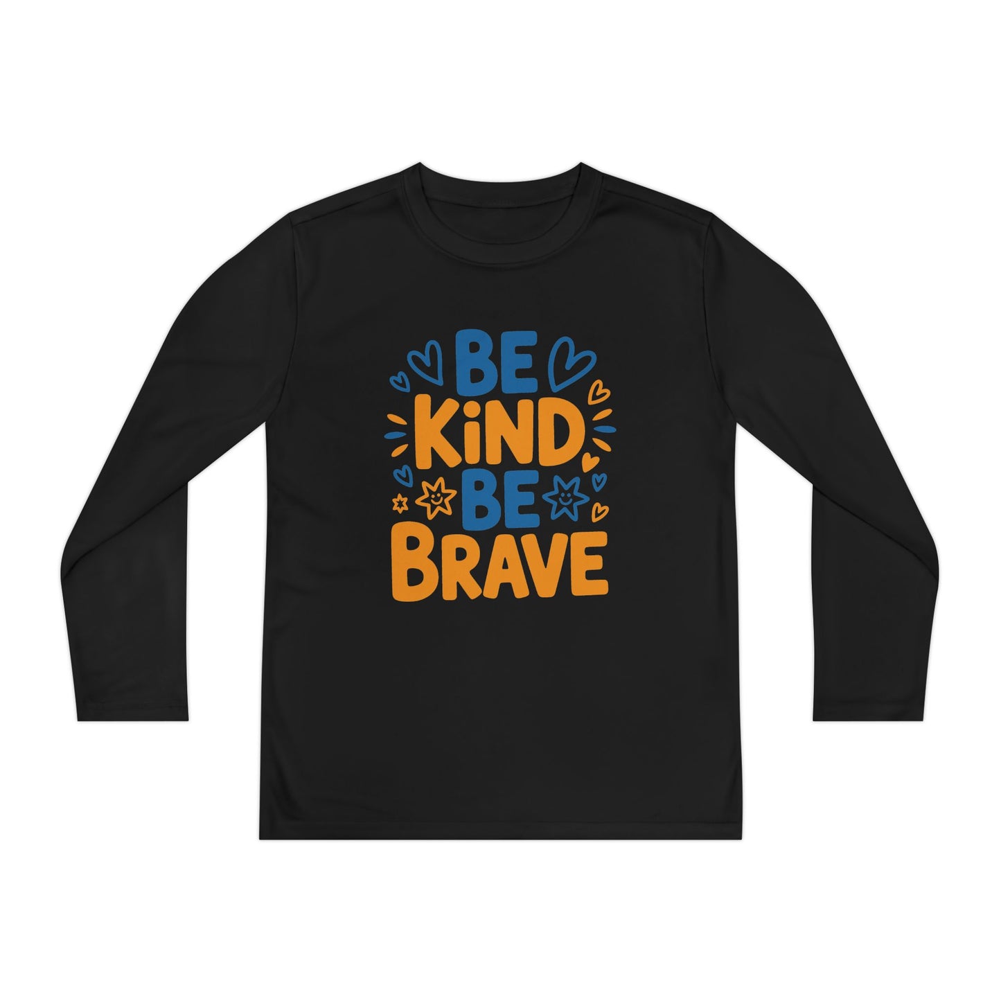 Be Kind Be Brave Youth Long Sleeve Tee — Positive Kids’ Motivational Shirt TEEZOCA
