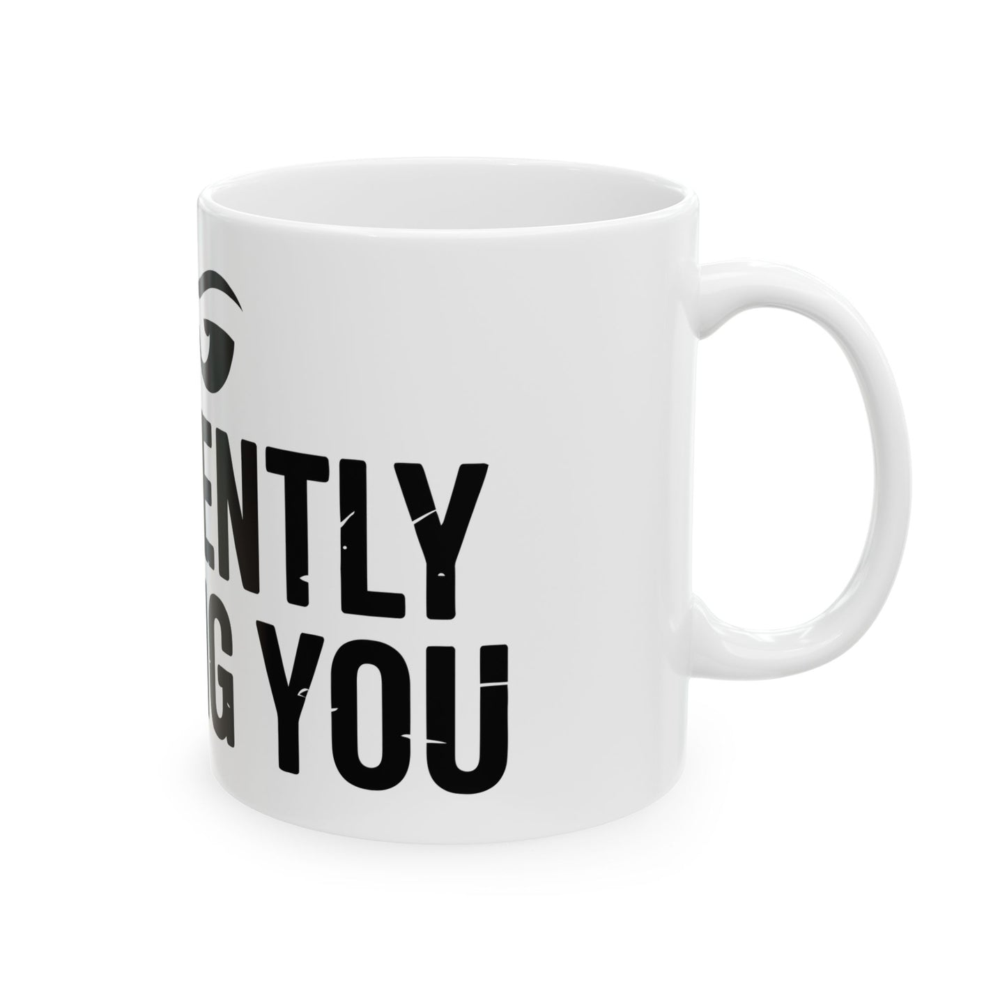 TEEZOCA funny sarcastic coffee mug featuring judging eyes graphic