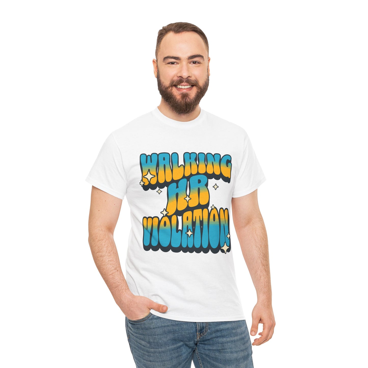 Walking HR Violation Shirt — Retro Office Humor Graphic Tee