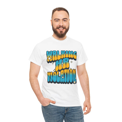 Walking HR Violation Shirt — Retro Office Humor Graphic Tee