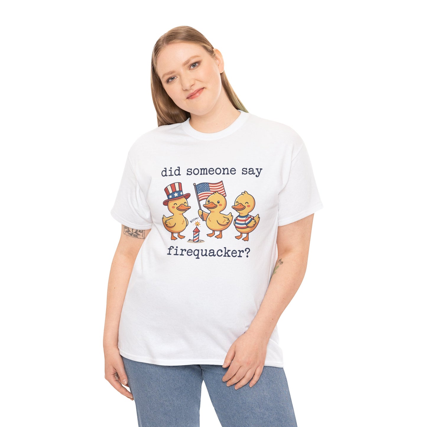 Did Someone Say Firequacker T-Shirt – Funny Patriotic Duck 4th of July 2026 USA 250th Anniversary Tee | TEEZOCA 
