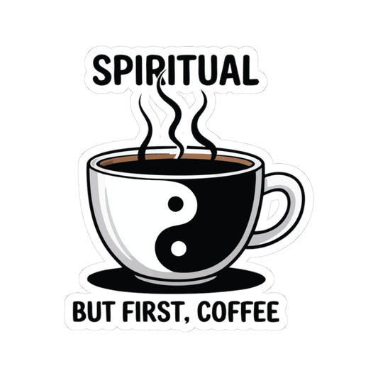 TEEZOCA spiritual but first coffee yin yang sticker