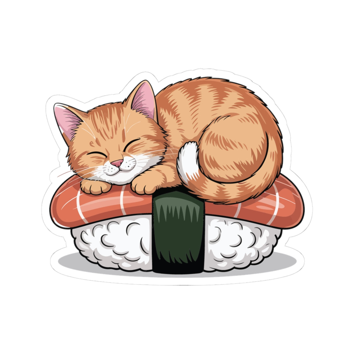 TEEZOCA cute sushi cat sticker kawaii sleeping cat illustration