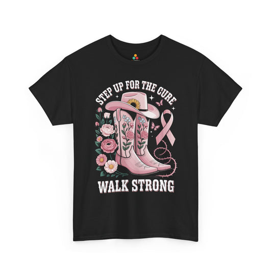 Step Up for the Cure Walk Strong Breast Cancer Awareness Unisex T-shirt | TEEZOCA 