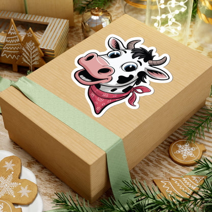 TEEZOCA cartoon cow sticker with red bandana