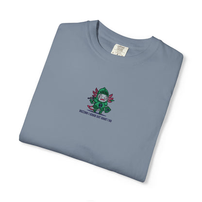 Comfort Colors® Axolotl Knight Embroidered T-Shirt – Huzzah! I Know Not What I Do | TEEZOCA 