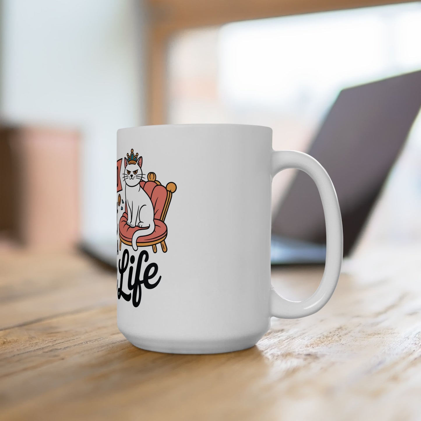 TEEZOCA cat lover mug design reading I Work Hard So My Cat Can Have a Better Life with crown details