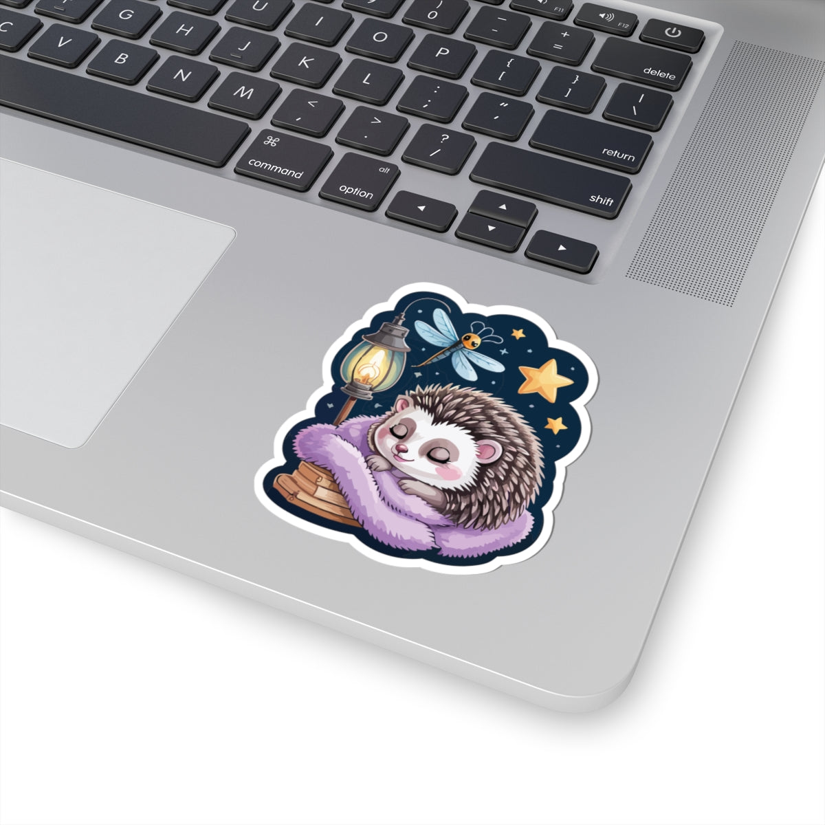 TEEZOCA adorable hedgehog night sticker featuring sleeping animal under stars