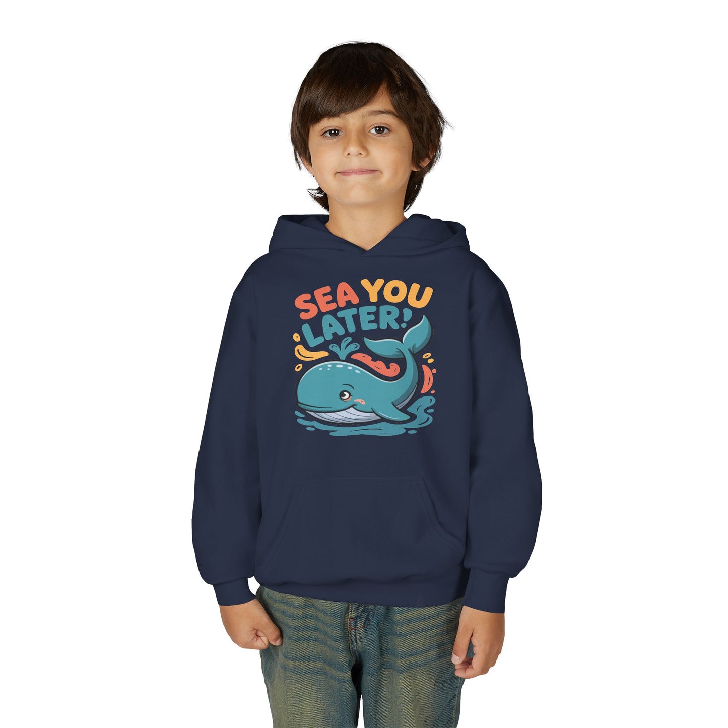 Sea You Later Whale Hoodie — Cute Kids Ocean Graphic Hooded Sweatshirt TEEZOCA