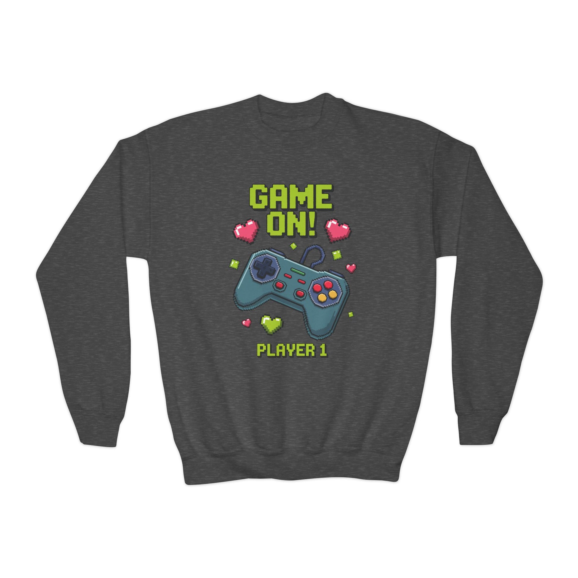 Game On Controller Sweatshirt — 'Player 1' Youth Gaming Crewneck TEEZOCA